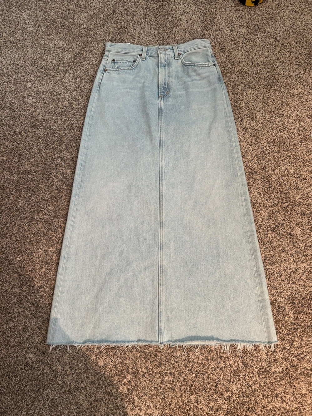 Agolde Light Blue Denim Maxi Skirt with back slit